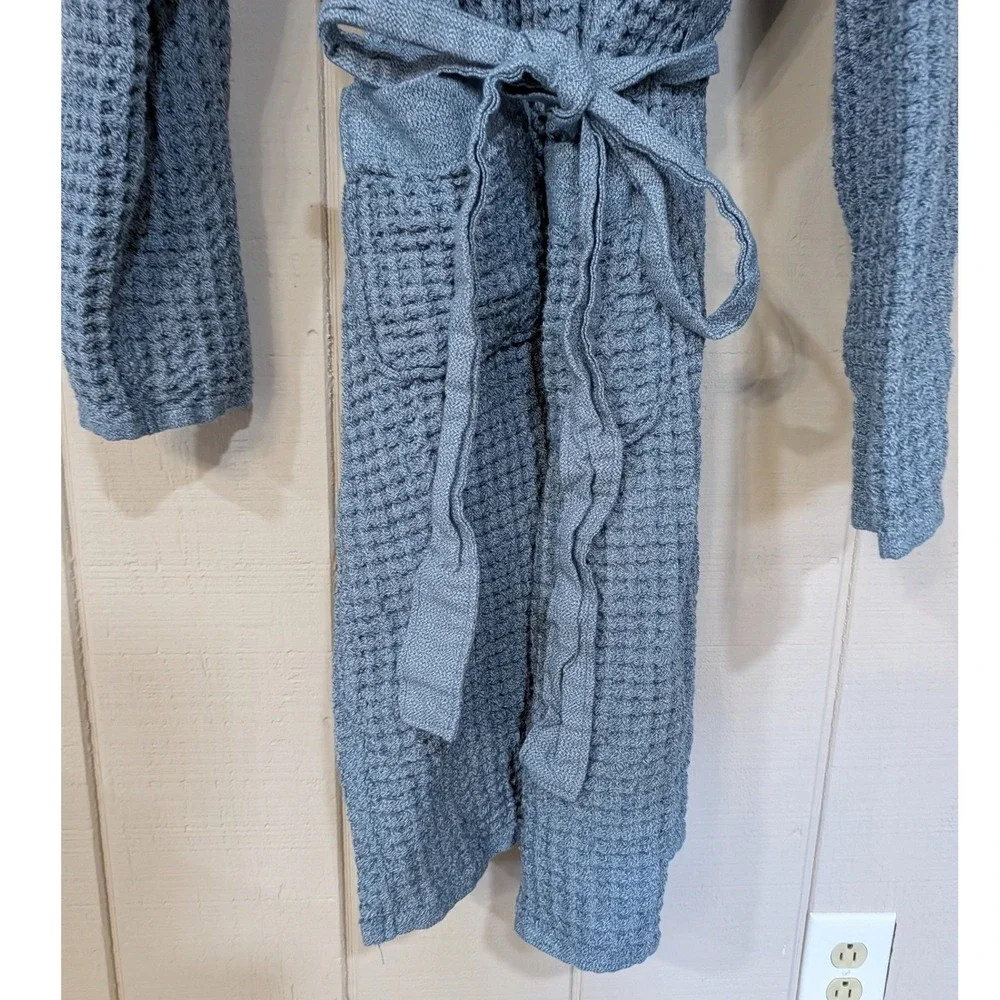 Onsen Hooded Waffle Robe Denim Blue Size L Supima Cotton Luxury Spa Huckberry‎